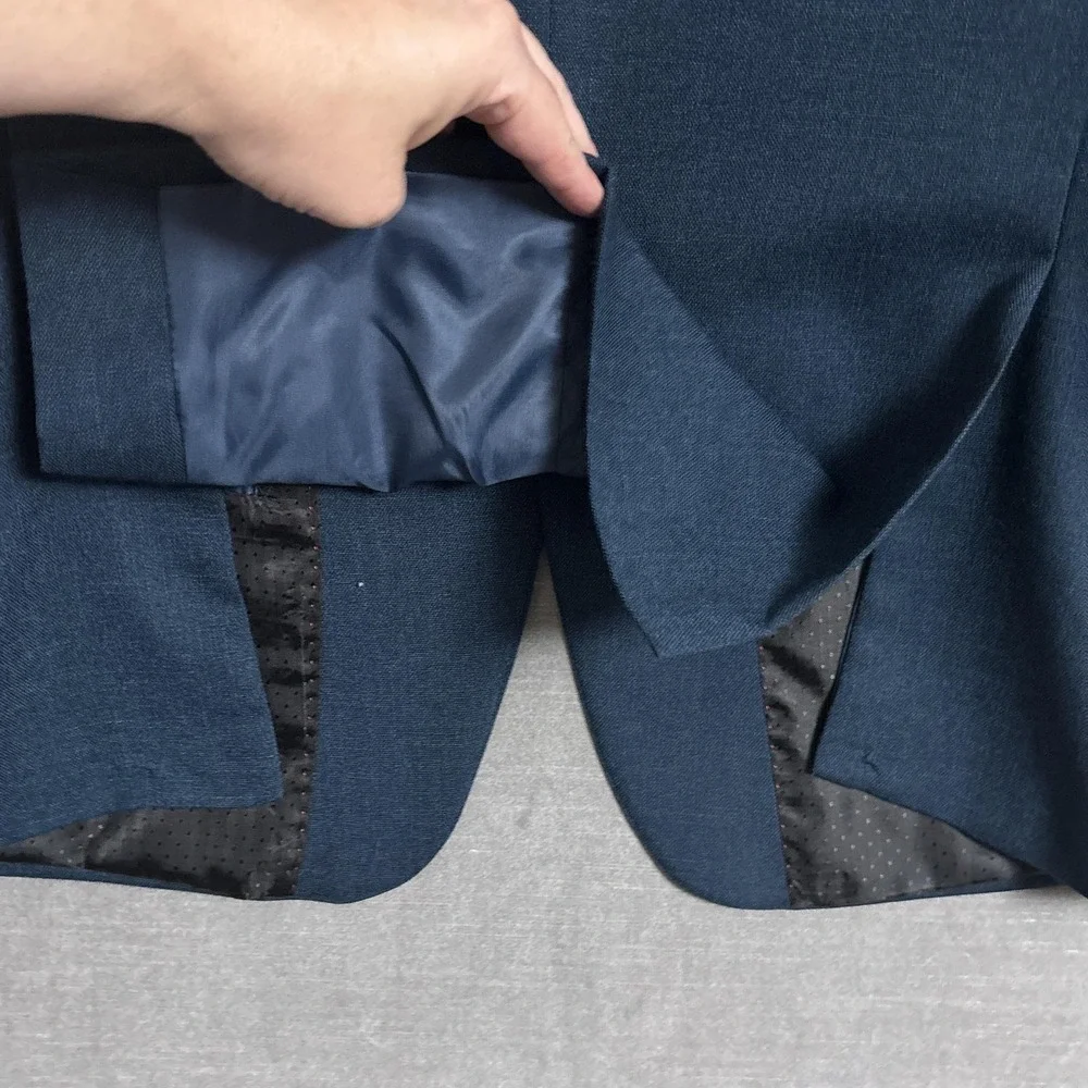 Tazzio Suit 38S 32W Skinny Fit Slim Blue Classic Bespoke Blaser Pants